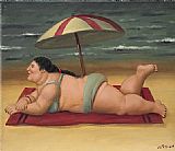 Fernando Botero Canvas Paintings - The Beach